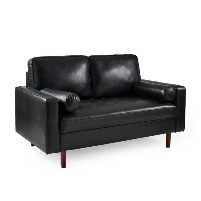 Cheshire Henley Black Faux Leather 2 Seater Sofa - image 1