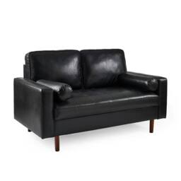 Cheshire Henley Black Faux Leather 2 Seater Sofa - thumbnail 1