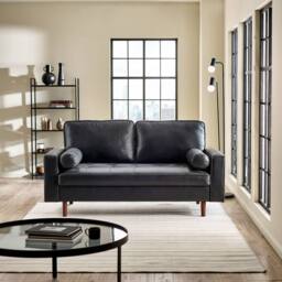 Cheshire Henley Black Faux Leather 2 Seater Sofa - thumbnail 3