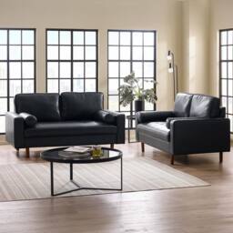 Cheshire Henley Black Faux Leather 2 Seater Sofa - thumbnail 4