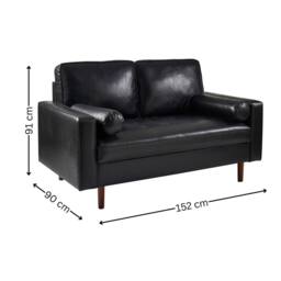 Cheshire Henley Black Faux Leather 2 Seater Sofa - thumbnail 5