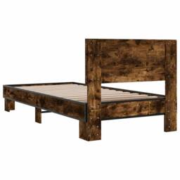 Berkfield Home Durable Bed Frame without Mattress Smoked Oak 90x200 cm in Brown - thumbnail 6