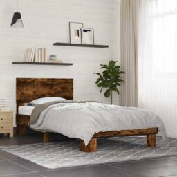 Berkfield Home Durable Bed Frame without Mattress Smoked Oak 90x200 cm in Brown - thumbnail 2