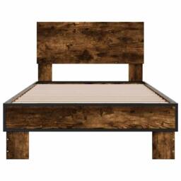 Berkfield Home Durable Bed Frame without Mattress Smoked Oak 90x200 cm in Brown - thumbnail 4