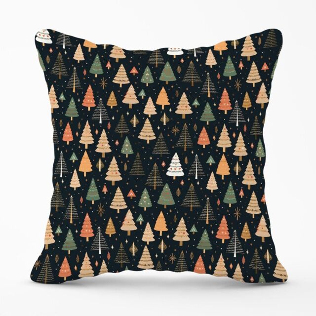 Warren Reed - Designer Boho Inspired Christmas Trees Outdoor Cushion in Green - Size: 60 cm x 60 cm - image 1