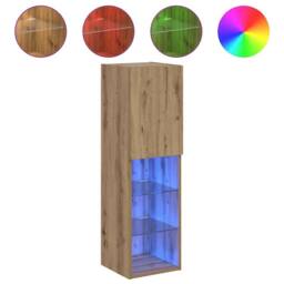 Berkfield Home TV Cabinet with LED Lights Artisian Oak 30.5x30x102 cm in Brown - thumbnail 3
