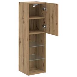 Berkfield Home TV Cabinet with LED Lights Artisian Oak 30.5x30x102 cm in Brown - thumbnail 7