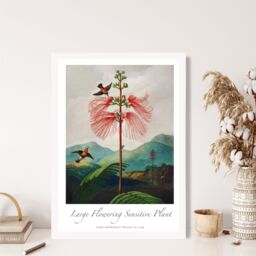ARTZE Vintage Floral Exhibition - Flowering Plant Framed Print SIZE: A2 with White Frame in Red - Size: A4 - thumbnail 2