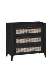 Julian Bowen Sydney Rattan Print 3 Drawer Chest in Black - thumbnail 2