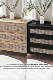 Julian Bowen Sydney Rattan Print 3 Drawer Chest in Black - thumbnail 5