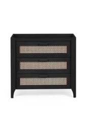 Julian Bowen Sydney Rattan Print 3 Drawer Chest in Black - thumbnail 4