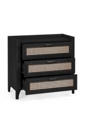 Julian Bowen Sydney Rattan Print 3 Drawer Chest in Black - thumbnail 3