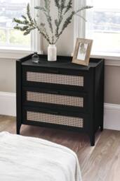 Julian Bowen Sydney Rattan Print 3 Drawer Chest in Black - thumbnail 1