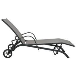 Berkfield Home Sun Loungers 2 pcs with Table Textilene & Steel in Grey - thumbnail 4