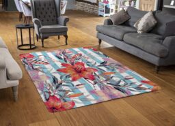Benjamin Tate Design Bouquet Of Watercolor Tiger Lilies Rug in Natural - Size: Large - thumbnail 2