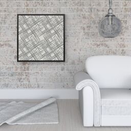 Warren Reed - Designer Monochrome Distressted Pattern Framed Canvas in Black - Size: w40 inch x h40 inch - thumbnail 2