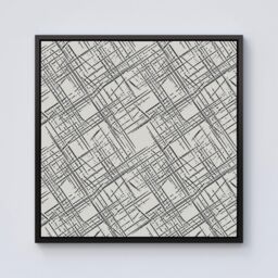 Warren Reed - Designer Monochrome Distressted Pattern Framed Canvas in Black - Size: w40 inch x h40 inch - thumbnail 1