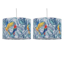 First Choice Lighting Set of 2 Parrot - Velvet Parrot 30cm Pendant or Table Lamp Shades in Blue - thumbnail 1
