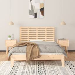 Berkfield Home Wall Headboard 126x3x63 cm Solid Wood Pine in Natural - Size: 126 x 3 x 63 cm - thumbnail 3