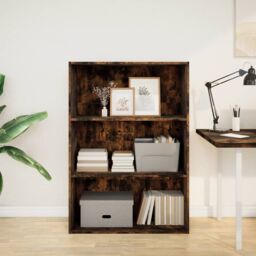 Berkfield Home Bookcase Smoked Oak 80x30x114 cm Engineered Wood in Brown - Size: 80 x 30 x 114 cm - thumbnail 3
