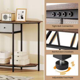 Gymax 130 CM Console Table 2-Tier Entryway Table with 2 Drawers-Brown in Brown - thumbnail 5