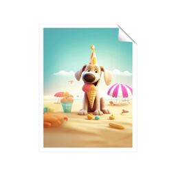 "Warren Reed - Designer Dog On A Beach Holiday Unframed Art Print - Size: W24"" x H36""" - thumbnail 2