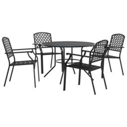 Berkfield Home Stackable Garden Chair Set 5 pcs Anthracite Powder-coated Steel in Black - thumbnail 3