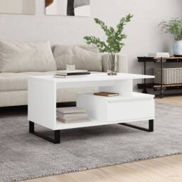 Berkfield Home Coffee Table White 90x49x45 cm Engineered Wood - Size: 90 x 49 x 45 cm - thumbnail 2