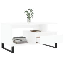 Berkfield Home Coffee Table White 90x49x45 cm Engineered Wood - Size: 90 x 49 x 45 cm - thumbnail 4