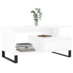 Berkfield Home Coffee Table White 90x49x45 cm Engineered Wood - Size: 90 x 49 x 45 cm - thumbnail 3