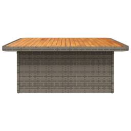 Berkfield Home Garden Table Grey 110x110x71 cm Poly Rattan & Acacia Wood - Size: 110 x 110 x 71 cm - thumbnail 6