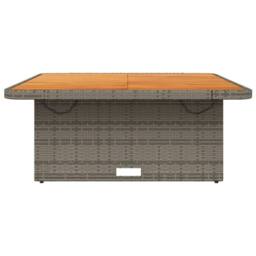 Berkfield Home Garden Table Grey 110x110x71 cm Poly Rattan & Acacia Wood - Size: 110 x 110 x 71 cm - thumbnail 5