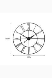 H&O Direct 60CM Dia Vintage Metal Skeleton Roman Numeral Clock in Dark Grey - thumbnail 3