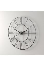 H&O Direct 60CM Dia Vintage Metal Skeleton Roman Numeral Clock in Dark Grey - thumbnail 6