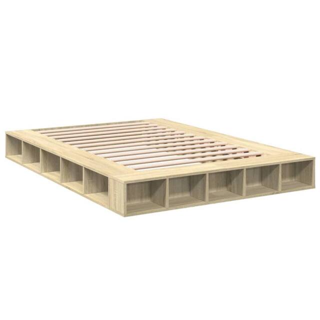 Berkfield Home Durable Bed Frame without Mattress Sonoma Oak 140x200 cm in Light Tan - image 1