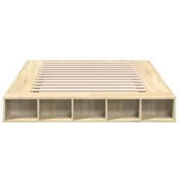 Berkfield Home Durable Bed Frame without Mattress Sonoma Oak 140x200 cm in Light Tan - thumbnail 4