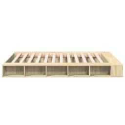 Berkfield Home Durable Bed Frame without Mattress Sonoma Oak 140x200 cm in Light Tan - thumbnail 5