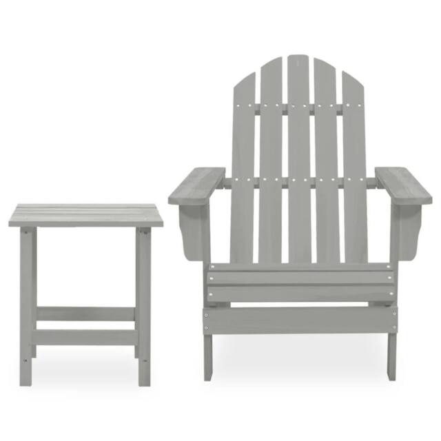 Berkfield Home Garden Adirondack Chair with Table Solid Fir Wood Grey - image 1