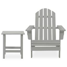 Berkfield Home Garden Adirondack Chair with Table Solid Fir Wood Grey