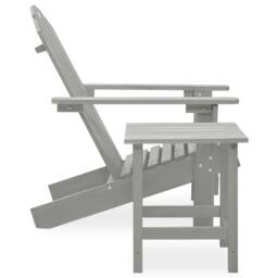 Berkfield Home Garden Adirondack Chair with Table Solid Fir Wood Grey - thumbnail 3