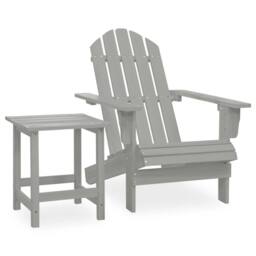 Berkfield Home Garden Adirondack Chair with Table Solid Fir Wood Grey - thumbnail 2