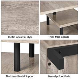 KORVIXA Grey Wood TV Stand Cabinet with Shelf - Size: 100 cm - thumbnail 3