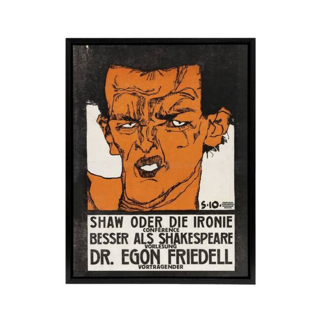 "Artery8 Shaw or Irony Conference Poster Framed Canvas Wall Art Print Schiele in Orange - Size: W12"" x H16""" - image 1