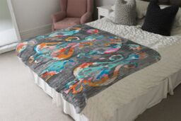 Benjamin Tate Design Trendy Tribal Pattern In Watercolour Style Blanket in Natural - Size: 120 cm x 150 cm - thumbnail 3