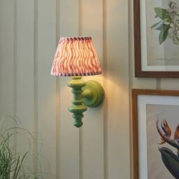 Netlighting Carnaby Green Wall Light Pink Fabric Ripple Shade 20cm B22 - thumbnail 2