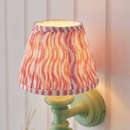 Netlighting Carnaby Green Wall Light Pink Fabric Ripple Shade 20cm B22 - thumbnail 4