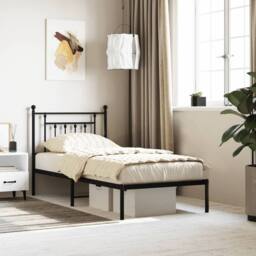 Berkfield Home Metal Bed Frame with Headboard Black 80x200 cm - thumbnail 2