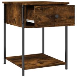 Berkfield Home Bedside Table Smoked Oak 44x45x58 cm Engineered Wood in Brown - Size: 44 x 45 x 58 cm - thumbnail 5