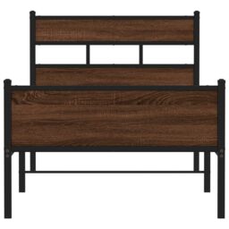 Berkfield Home Bed Frame without Mattress Brown Oak 90x190 cm Single Engineered Wood - thumbnail 4
