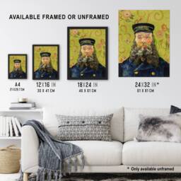 Artery8 The Postman Joseph Roulin Van Gogh Vintage Framed Wall Art Print in Green - Size: A4 - thumbnail 3